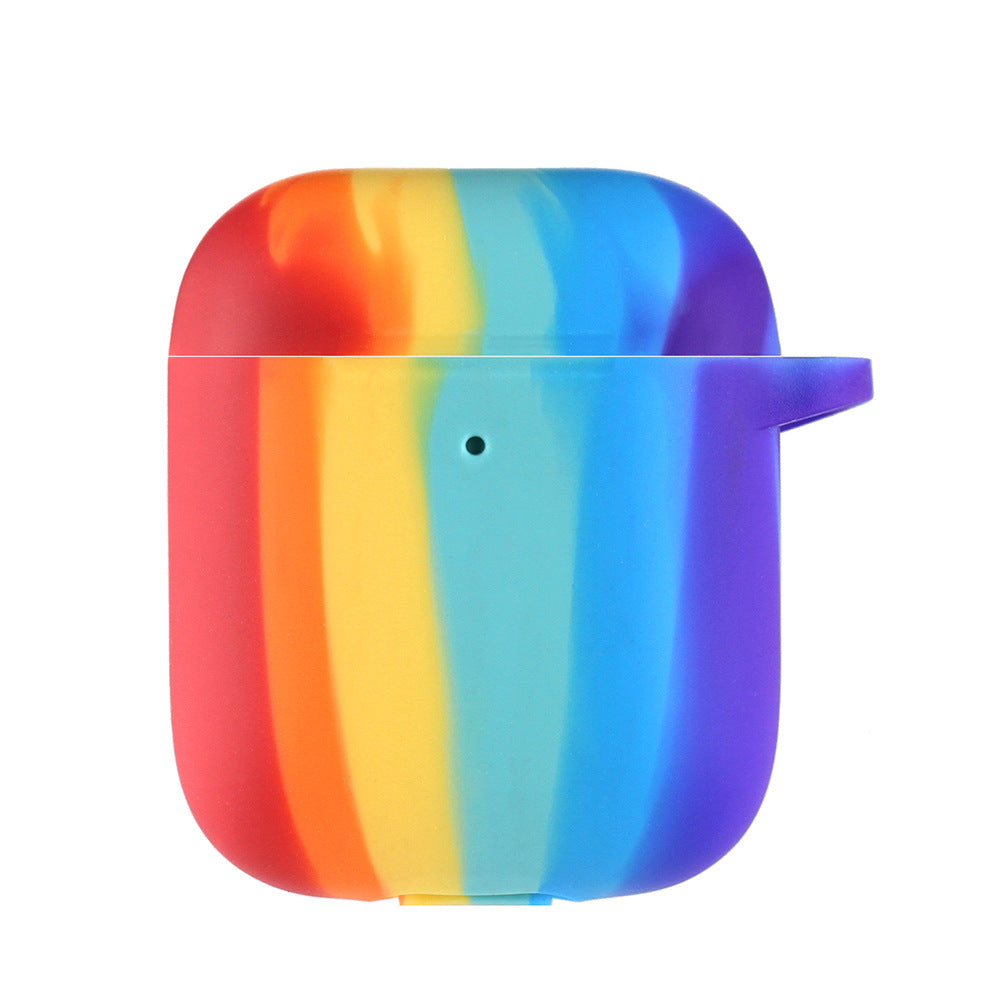 Suitable for Airpods1/2 Apple 3rd generation bluetooth earphone sleeve rainbow silicone sleeve Siamese earphone sleeve mountaineering buckle