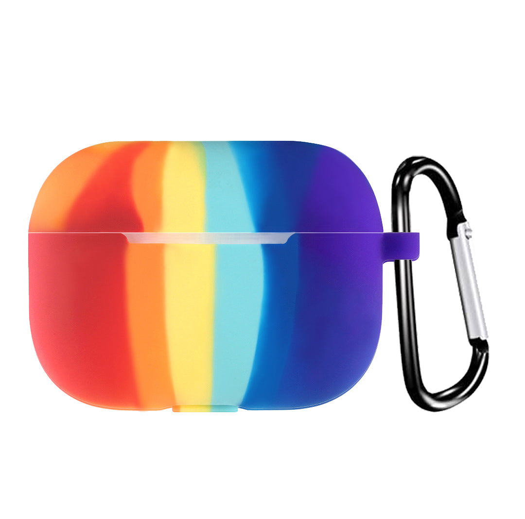 Suitable for Airpods1/2 Apple 3rd generation bluetooth earphone sleeve rainbow silicone sleeve Siamese earphone sleeve mountaineering buckle