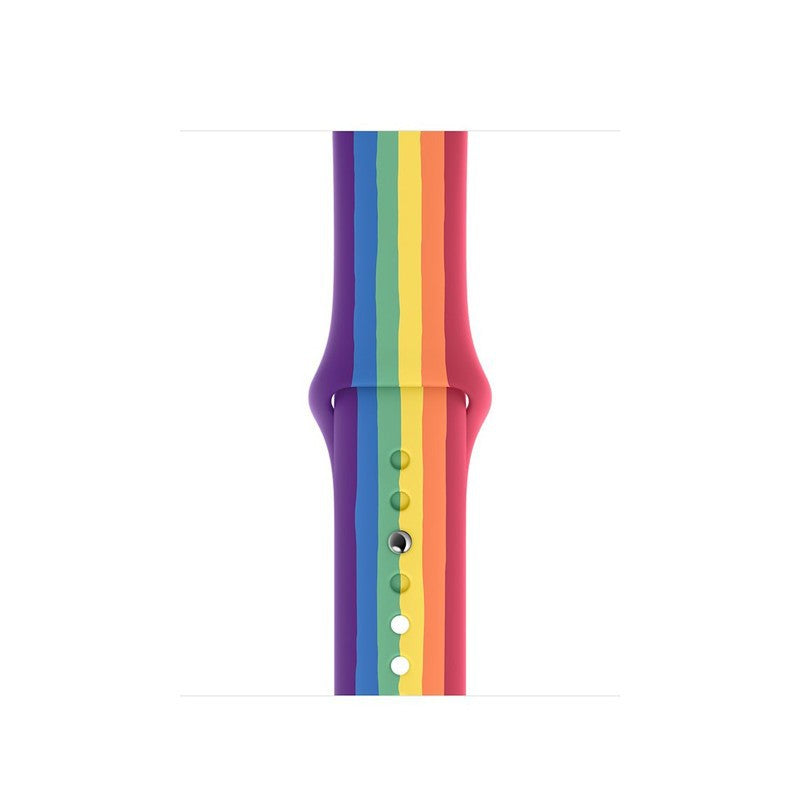 Suitable for Apple apple watch345 sports non-slip watch silicone strap fashion rainbow iWatch strap