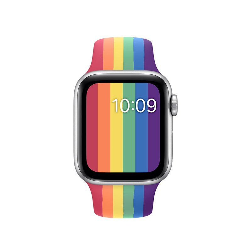 Suitable for Apple apple watch345 sports non-slip watch silicone strap fashion rainbow iWatch strap