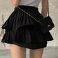 High Waist Pleated Mini Skirt Women Double Layer White A-line Skirt with Shorts Y2k Clothes Korean Fashion Goth Harajuku Skirt
