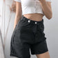 FTLZZ New Summer Women High Waist Button Wigh Leg Jeans Shorts Casual Female Loose Fit Blue Denim Shorts