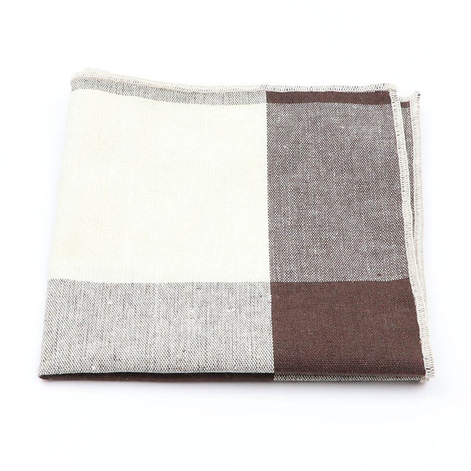 High Quality Hankerchief Scarves Brown Plaid Striped Business Suit Hankies Cotton Casual Men's Grey Pocket Square Handkerchiefs