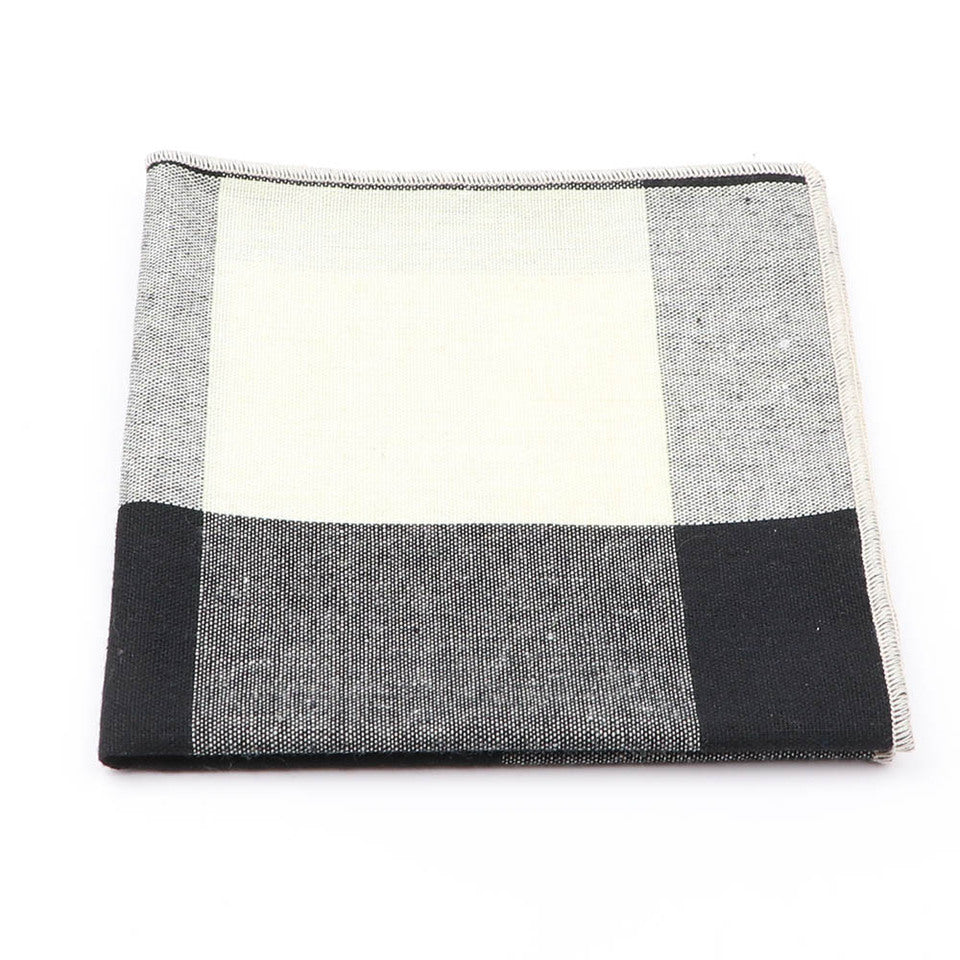 High Quality Hankerchief Scarves Brown Plaid Striped Business Suit Hankies Cotton Casual Men's Grey Pocket Square Handkerchiefs