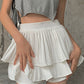 High Waist Pleated Mini Skirt Women Double Layer White A-line Skirt with Shorts Y2k Clothes Korean Fashion Goth Harajuku Skirt