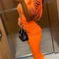 Tassel Bandage Dress for New Year 2022 Women Orange Bandage Dress Bodycon Summer Elegant Sexy Party Dress Evening Club Outfits