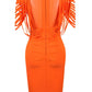 Tassel Bandage Dress for New Year 2022 Women Orange Bandage Dress Bodycon Summer Elegant Sexy Party Dress Evening Club Outfits