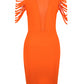 Tassel Bandage Dress for New Year 2022 Women Orange Bandage Dress Bodycon Summer Elegant Sexy Party Dress Evening Club Outfits