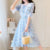 2022 Ruffled Peter Pan Collar Pink Floral Chiffon Dress Spring Summer Sweet Style Dress Korean Style Prairie Chic Casual Dress