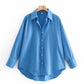Zevity New Women Simply Candy COlor Single Breasted Poplin Shirts Office Lady Long Sleeve Blouse Roupas Chic Chemise Tops LS9114 from inkedbutterfly