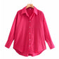 Zevity New Women Simply Candy COlor Single Breasted Poplin Shirts Office Lady Long Sleeve Blouse Roupas Chic Chemise Tops LS9114
