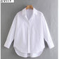 Zevity New Women Simply Candy COlor Single Breasted Poplin Shirts Office Lady Long Sleeve Blouse Roupas Chic Chemise Tops LS9114 from inkedbutterfly