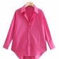 Zevity New Women Simply Candy COlor Single Breasted Poplin Shirts Office Lady Long Sleeve Blouse Roupas Chic Chemise Tops LS9114 from inkedbutterfly