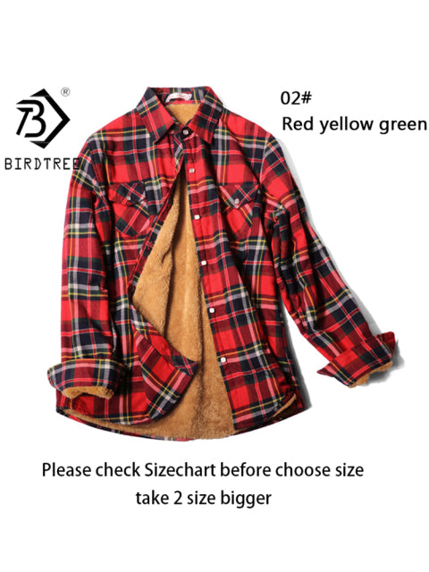 Velvet Thick Warm Women&#39;s Plaid Shirt Female Long Sleeve Tops M-5XL Winter Fleece Casual Check Blouse Autumn Clothes T77710A from inkedbutterfly