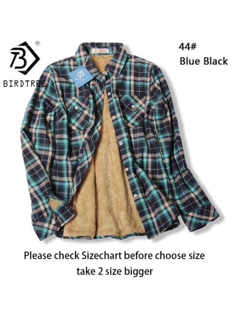 Velvet Thick Warm Women&#39;s Plaid Shirt Female Long Sleeve Tops M-5XL Winter Fleece Casual Check Blouse Autumn Clothes T77710A from inkedbutterfly