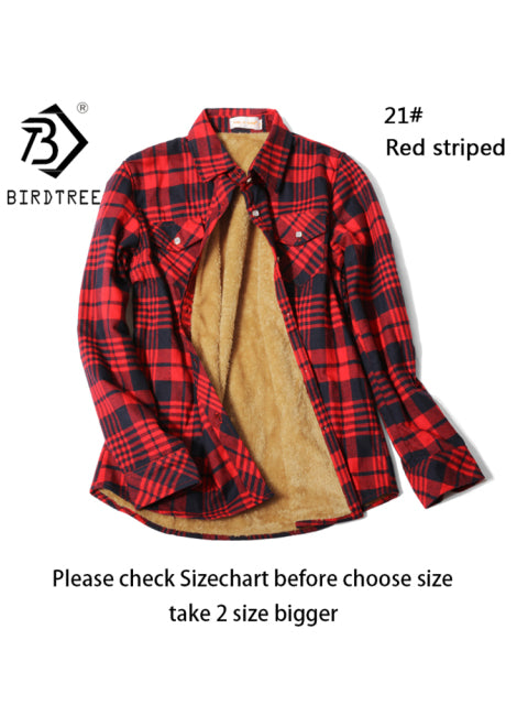 Velvet Thick Warm Women&#39;s Plaid Shirt Female Long Sleeve Tops M-5XL Winter Fleece Casual Check Blouse Autumn Clothes T77710A from inkedbutterfly
