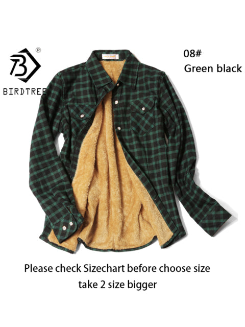 Velvet Thick Warm Women&#39;s Plaid Shirt Female Long Sleeve Tops M-5XL Winter Fleece Casual Check Blouse Autumn Clothes T77710A from inkedbutterfly