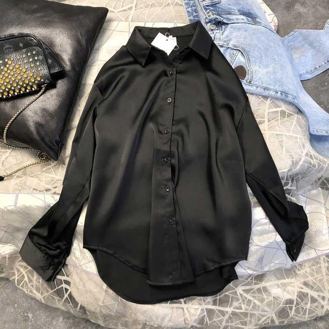 Spring 2021 Womens Clothing Silk Shirt Vintage Blouse Women Sheer Top Women Longsleeve Dress Shirt Plus Size Woman Overshirt