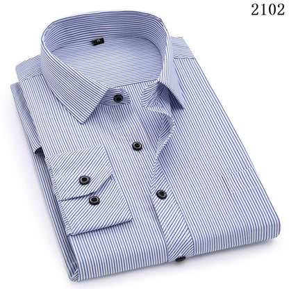 Plus Large Size 8XL 7XL 6XL 5XL 4XL Slim Fit Mens Business Casual Long Sleeved Shirt Classic Striped Male Social Dress Shirts